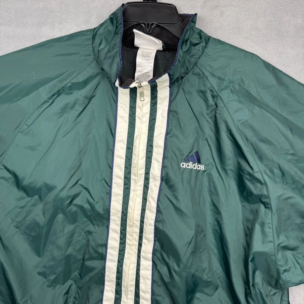 Vintage Adidas Track Jacket Green Men Large Lightweight Sportswear Y2K - Picture 5 of 9